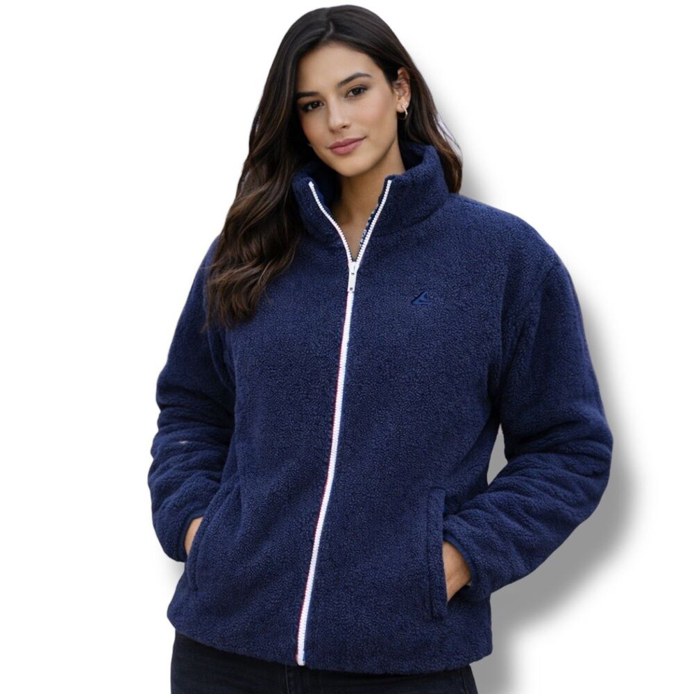 Fourlaps Blue Sherpa Fleece Reversible Jacket Primaloft Insulated